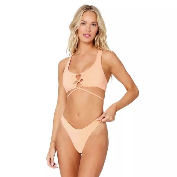 L*Space Terry Bikini Set Dax Top Lennox Bottom Tangy NWOT Sz XS - Picture 1 of 11